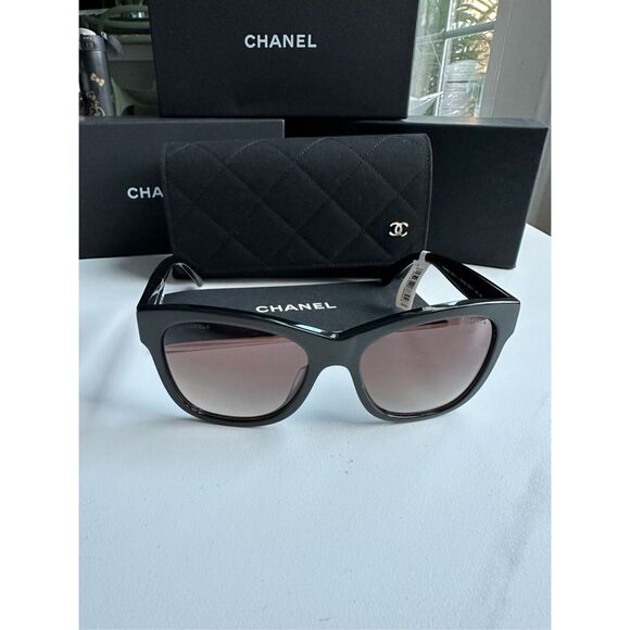 NWT Chanel Acetate Polarized Square CC Sunglasses 5380 Black OS $415 - Picture 1 of 11